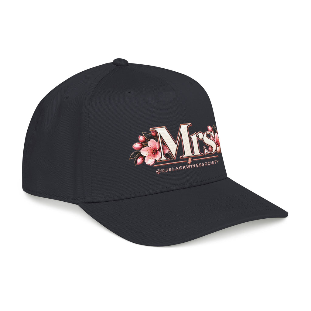 Mrs. Floral Baseball Cap — Embroidered Pink Blossom Bride Hat