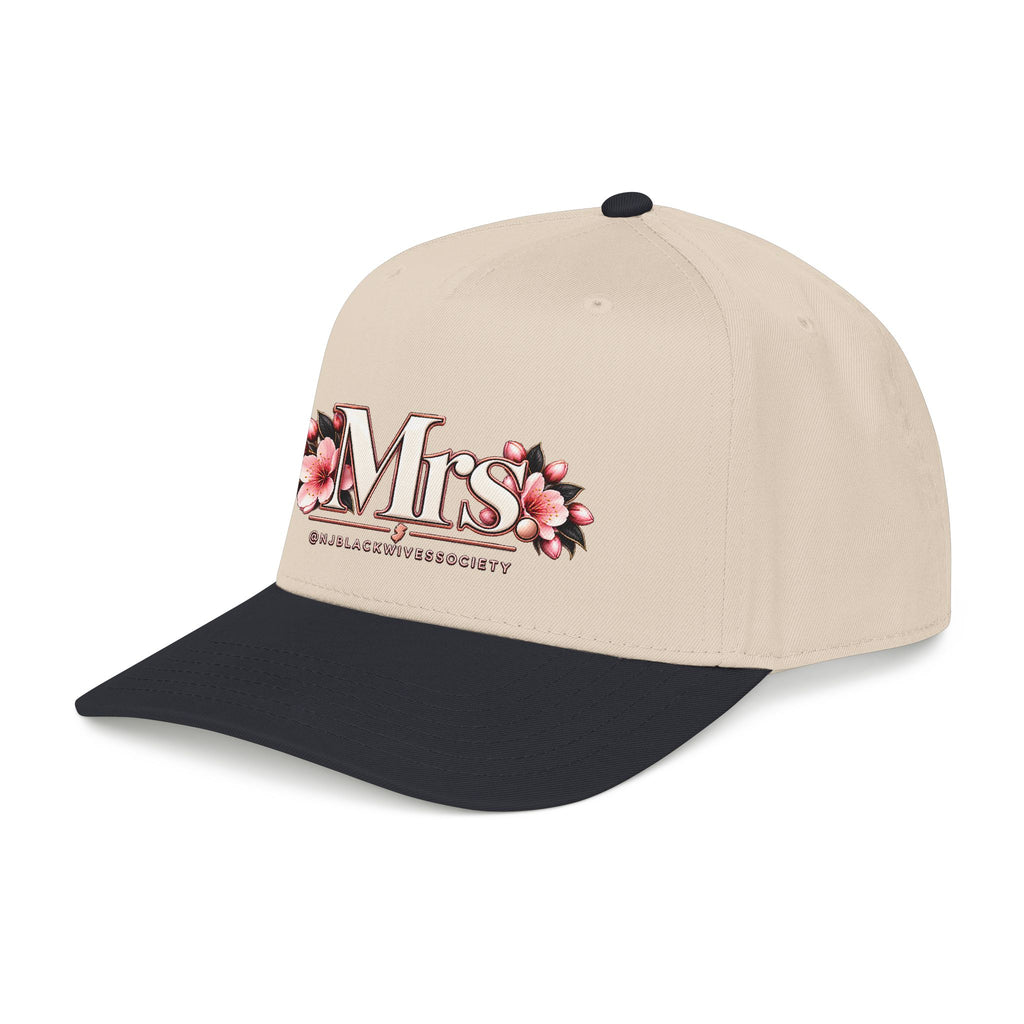 Mrs. Floral Baseball Cap — Embroidered Pink Blossom Bride Hat
