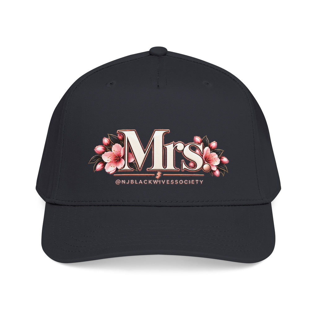 Mrs. Floral Baseball Cap — Embroidered Pink Blossom Bride Hat