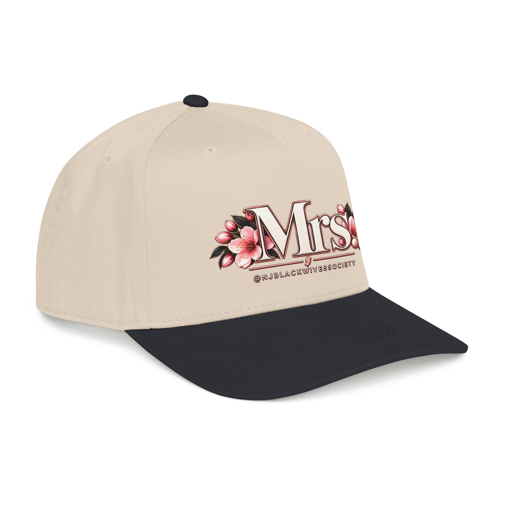Mrs. Floral Baseball Cap — Embroidered Pink Blossom Bride Hat